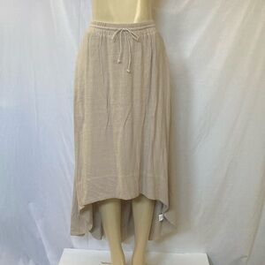 DEMOCRACY Jeans Women Linen Hi-Low Skirt Size 2X Ruffled Hem Elastic Waist NWOT